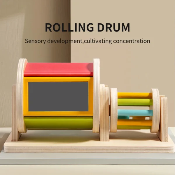Montessori Toys: Wooden Color Rolling Drum Sensory Puzzle for Toddlers - Image 2