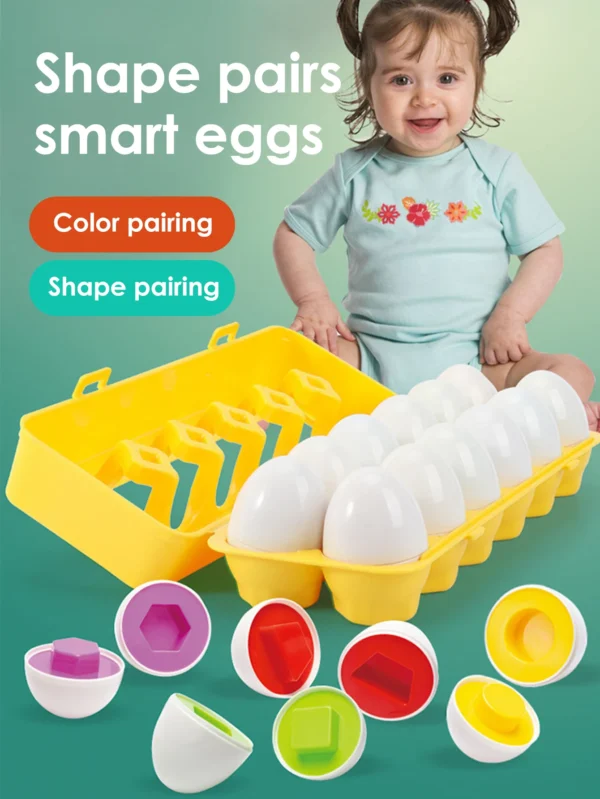Montessori Toys: 6Pcs Baby Smart Eggs for Color and Shape Matching