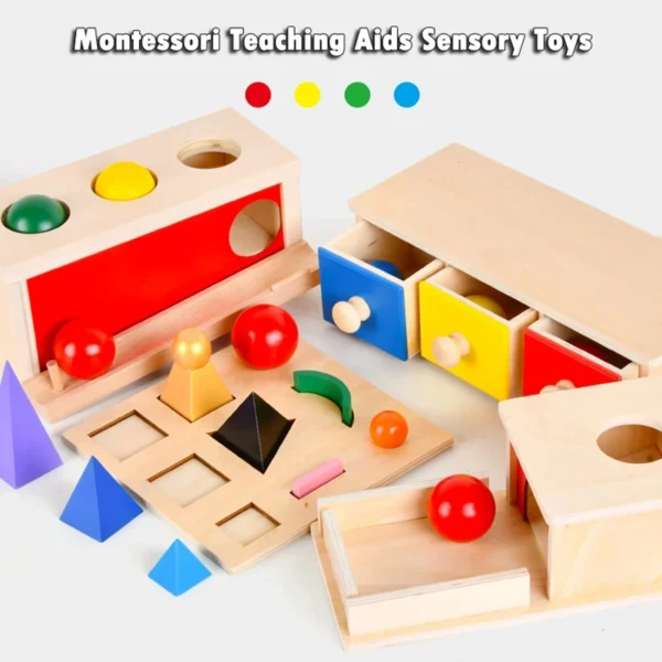 Montessori Toys Wooden Baby Coin Box Ball Drop Sensory Training - Image 2