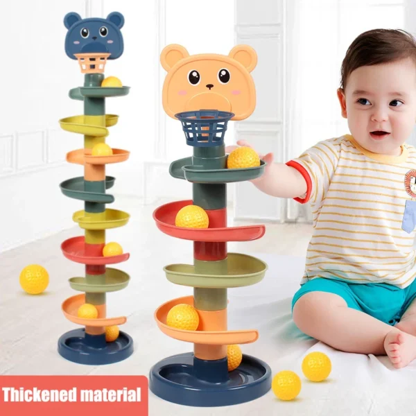 Montessori Toys: Rolling Ball Pile Tower for Baby Finger Skill Development