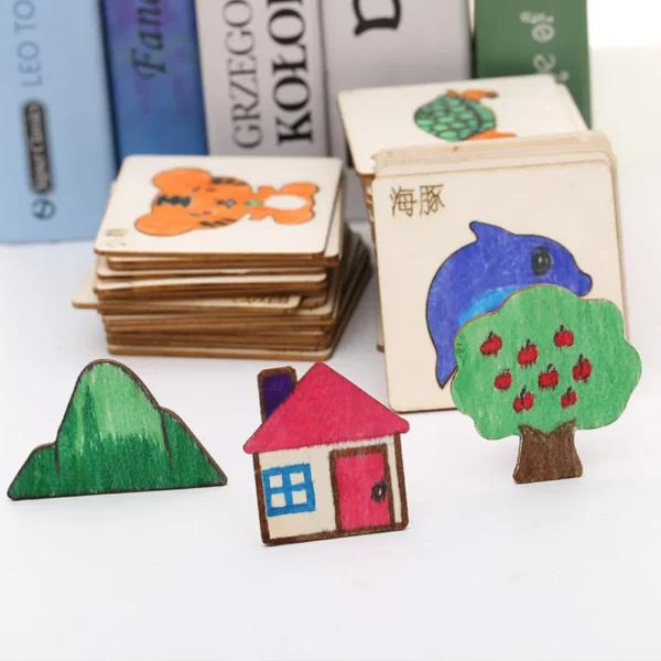 Montessori Toys: Kids Wooden DIY Painting Stencils for Educational Fun. - Image 10