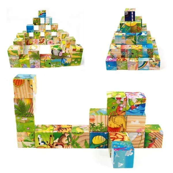 Montessori Toys 3D Cube Wooden Puzzle Educational Learning Block Tray - Image 6